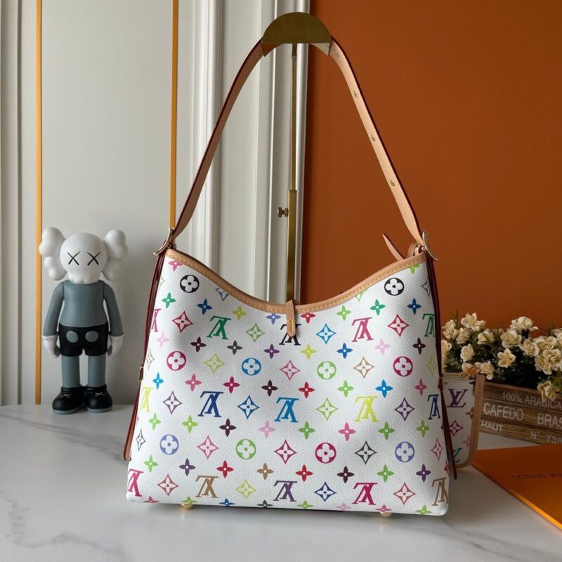 【AT3559】Louis Vuitton ルイ・ヴィトン LV 大型ホワイトレインボーモノグラムハンドバッグショルダーバッグ。
