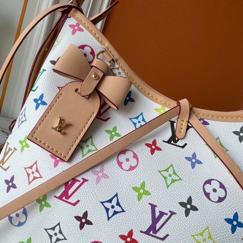 【AT3559】Louis Vuitton ルイ・ヴィトン LV 大型ホワイトレインボーモノグラムハンドバッグショルダーバッグ。