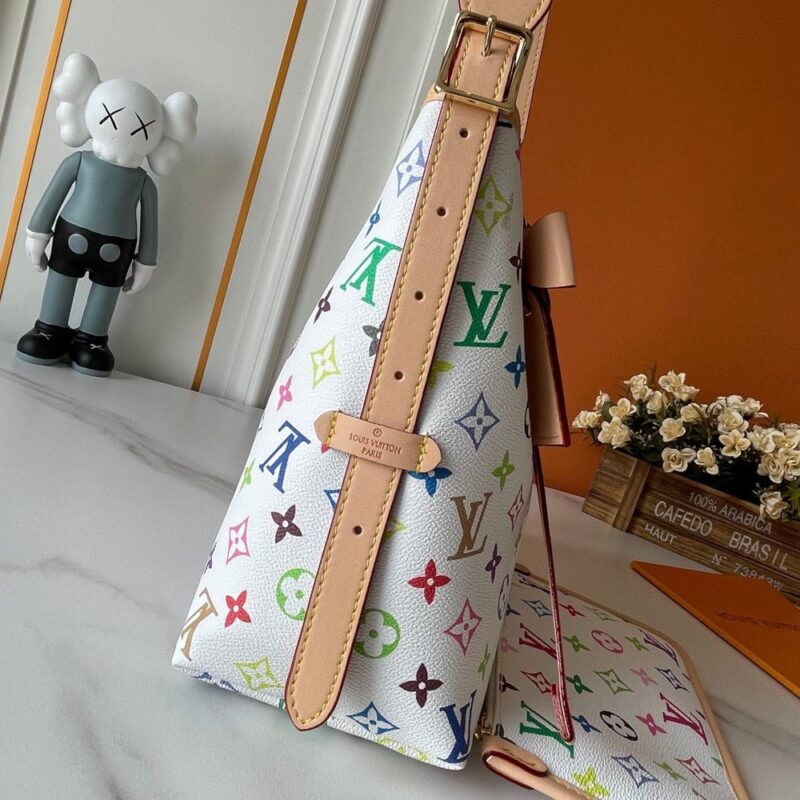 【AT3559】Louis Vuitton ルイ・ヴィトン LV 大型ホワイトレインボーモノグラムハンドバッグショルダーバッグ。