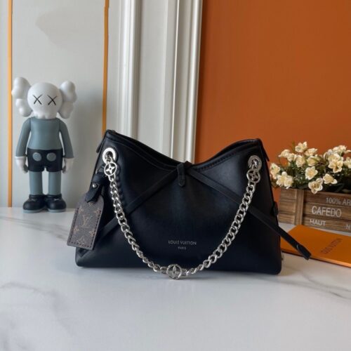 【AT3561】Louis Vuitton ブラックレザーチェーンハンドバッグ - エレガントでファッショナブル、上品な選択✨