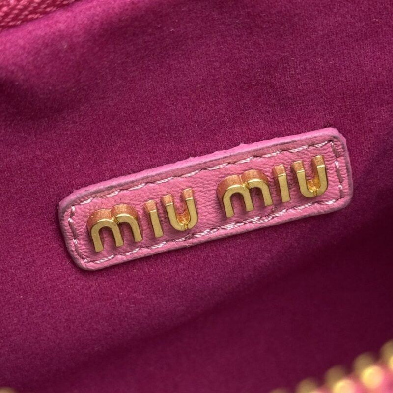 【AT3575】Miu Miu ミュウミュウのピンクのプリーツミニハンドバッグ、ショルダーバッグ