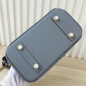 【AT3583】Hermes エルメスの高級手作り牛革プラチナバッグ（スモッグブルー）