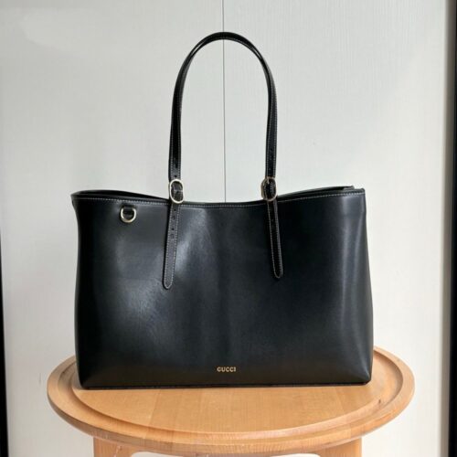 【AT3586】Gucci クラシックなブラック大容量トートバッグ - シンプルでおしゃれ、使い勝手抜群、コレクションに値する！