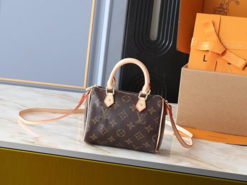 【AT3599】LV Louis Vuittonクラシックミニボストンバッグ、トレンディなショルダーバッグ、ヴィンテージプリントのオールマッチトートバッグ