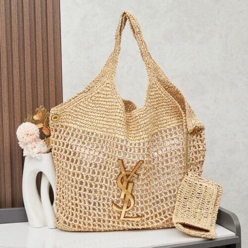 【AT3634】YSL Saint Laurentのクラシックな編み込みトートバッグ＋小銭入れセット👜✨