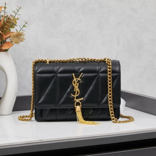 【AT3651】YSL SAINT LAURENT ゴールドフリンジチェーンバッグ