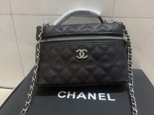 【AT3669】Chanelのクラシックなダイヤ柄のハンドバッグ - ブラック✨