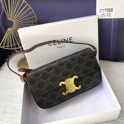 【AT3676】CELINE TRIOMPHE オールドフラワー柄ショルダーバッグ