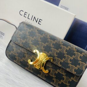 【AT3676】CELINE TRIOMPHE オールドフラワー柄ショルダーバッグ