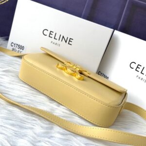 【AT3677】CELINE TRIOMPHE ゴールドのCCロゴが施されたアクセントバッグ