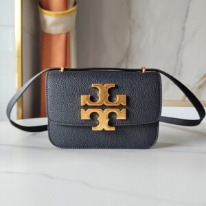 【AT3696】✨Tory Burch Miller Flap Bag ミニサイズのクラシックなショルダーバッグ✨ ハイエンドなブラックとゴールドの配色 🎀 おしゃれで万能アイテム