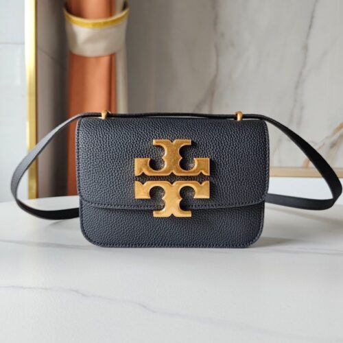 【AT3696】✨Tory Burch Miller Flap Bag ミニサイズのクラシックなショルダーバッグ✨ ハイエンドなブラックとゴールドの配色 🎀 おしゃれで万能アイテム