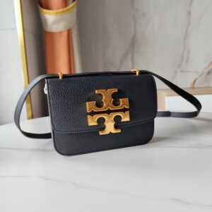 【AT3696】✨Tory Burch Miller Flap Bag ミニサイズのクラシックなショルダーバッグ✨ ハイエンドなブラックとゴールドの配色 🎀 おしゃれで万能アイテム