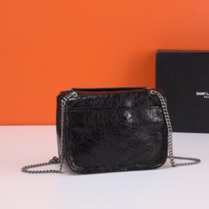 【AT3739】🖤 YSL サンローランのNikiシリーズ、ブラックヴィンテージラムスキンチェーンバッグ 🖤