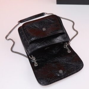 【AT3739】🖤 YSL サンローランのNikiシリーズ、ブラックヴィンテージラムスキンチェーンバッグ 🖤