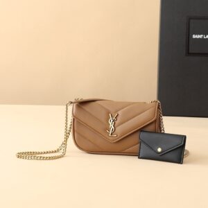 【AT3753】✨ YSL Saint Laurent 贅沢なヤギ革のゴールドチェーンショルダーバッグ ✨