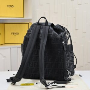 【AT3783】🎒 Fendi FFロゴ レトロなカジュアル リュックサック - ブラック 🖤✨