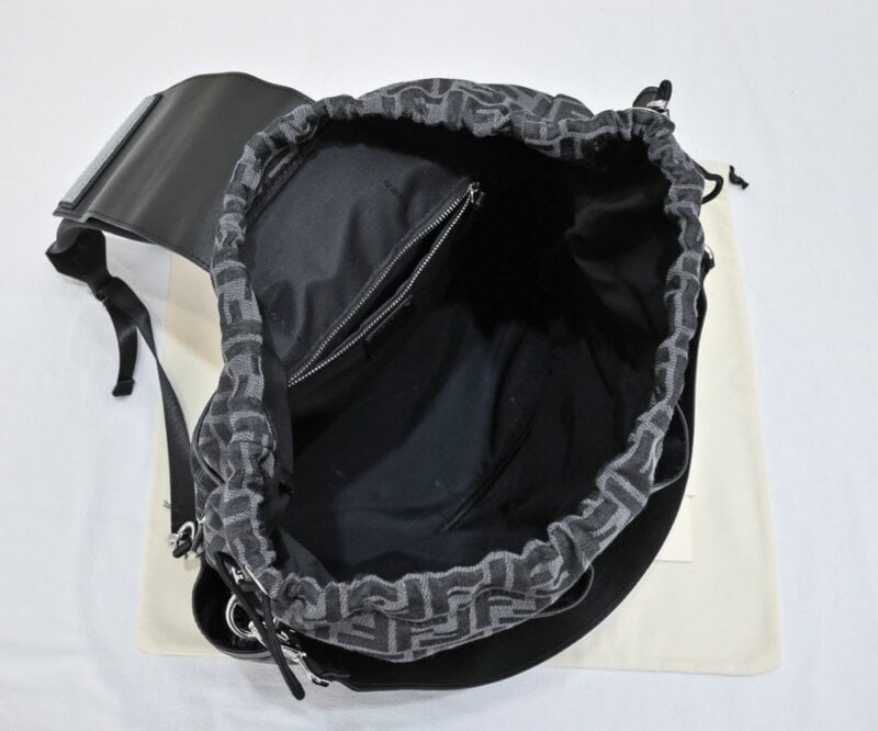 【AT3783】🎒 Fendi FFロゴ レトロなカジュアル リュックサック - ブラック 🖤✨