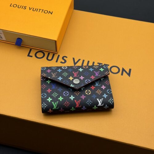【AT3813】Louis Vuitton ルイ・ヴィトン x 村上隆 黒色彩色 モノグラム 三つ折り財布