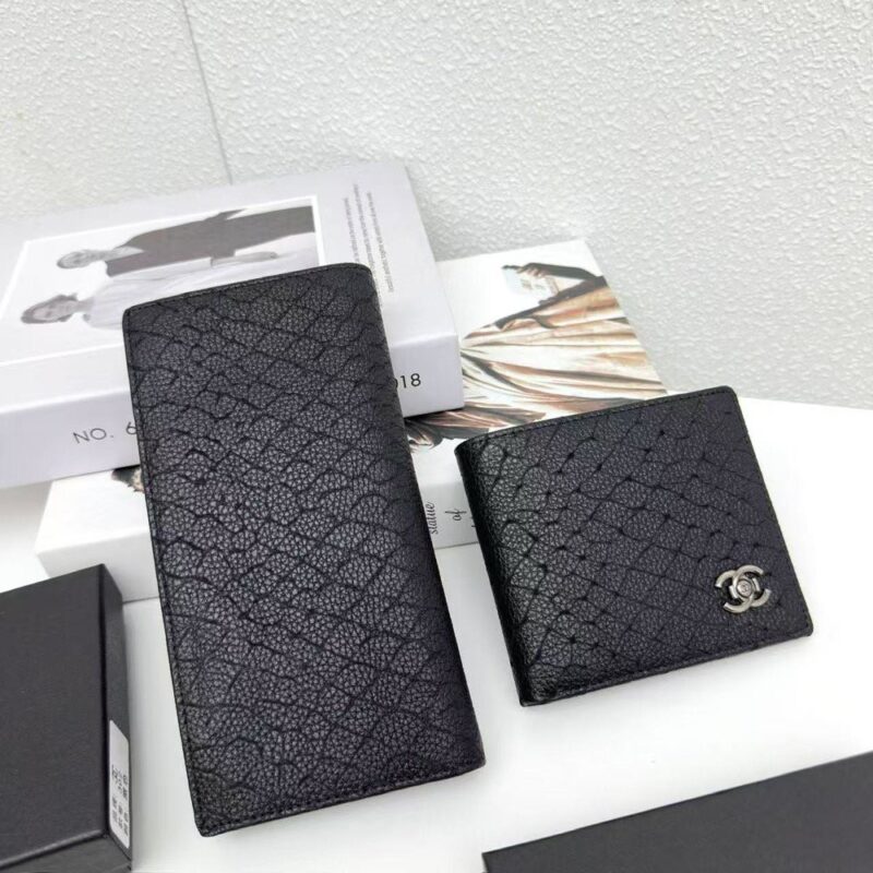 【AT3821】✨Chanel クラシックなダイヤ柄のレザーウォレットセット✨