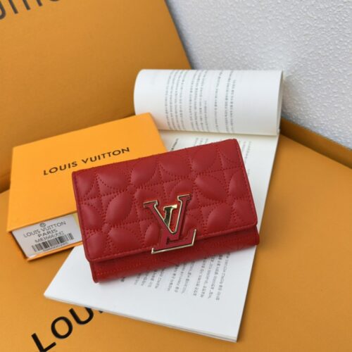 【AT3874】❤️【Louis Vuitton】モノグラムパフィー クラシックステッチングラムレザーショートウォレット ✨エレガントで実用的、LVがフランスのクラシックスタイルを演出します。 🇯🇵