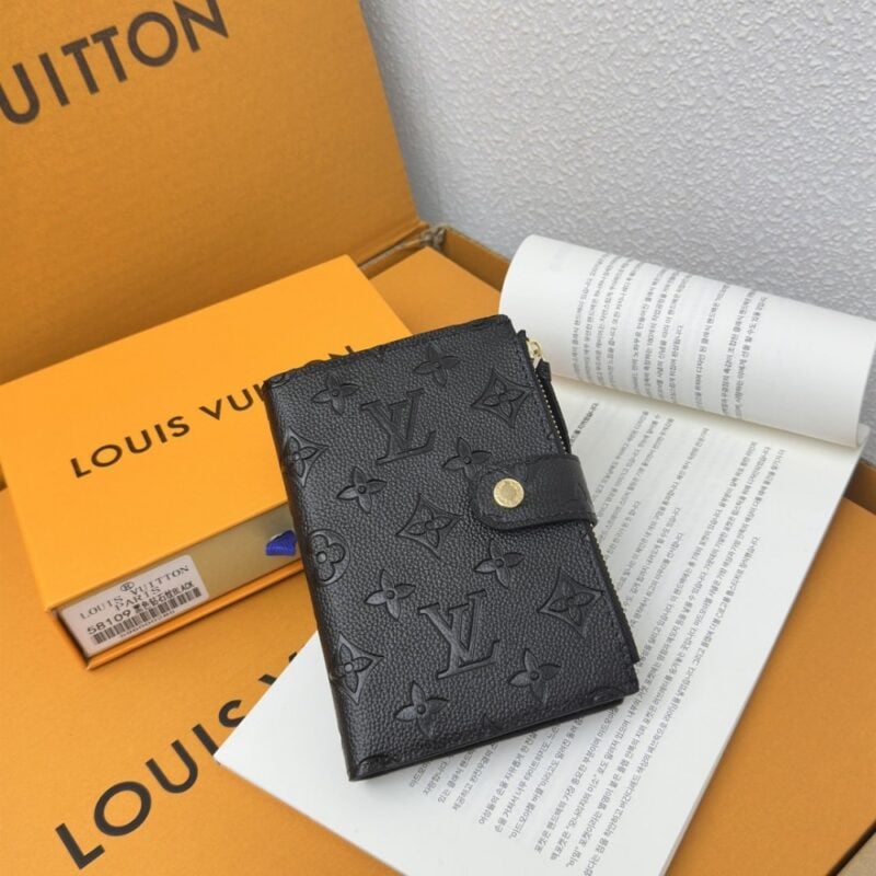 【AT3876】🖤 Louis Vuitton ルイ・ヴィトン モノグラム・アンプレント 全皮圧印折り財布（ブラック）✨
