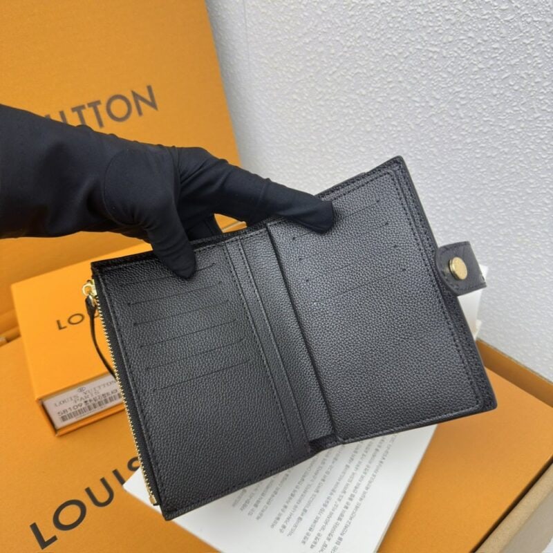 【AT3876】🖤 Louis Vuitton ルイ・ヴィトン モノグラム・アンプレント 全皮圧印折り財布（ブラック）✨