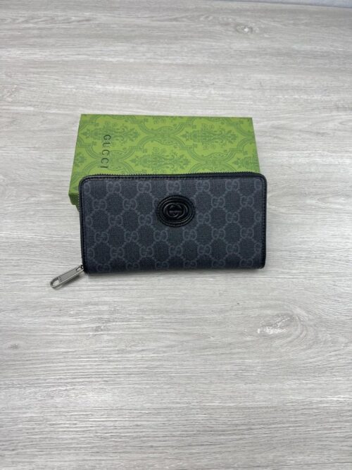 【AT3930】🖤 Gucci グッチ GGブラックキャンバスジップ長財布🖤 クラシックなGGスプリームパターン | スタイリッシュなフルジップデザイン | 多くのカードスロットがある実用的なレイアウト
