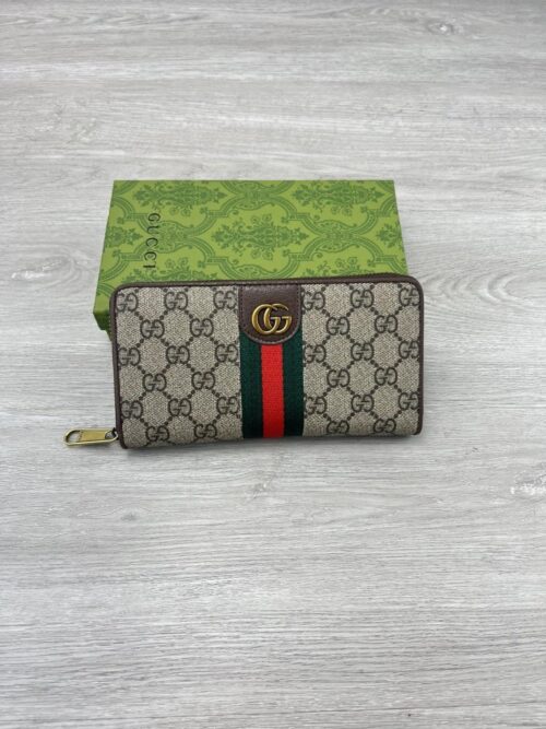 【AT3934】👜 Gucci グッチ クラシックダブルGジップロングウォレット｜ヴィンテージストライプデザイン GGロゴ入り 🎁