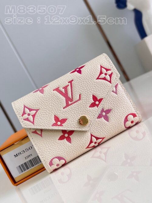 【AT3949】Louis Vuitton ルイ・ヴィトン M83507 モノグラム マルチカラー 限定 三つ折り財布 🌸ピンクフラワーデザイン レディース エレガントなウォレット