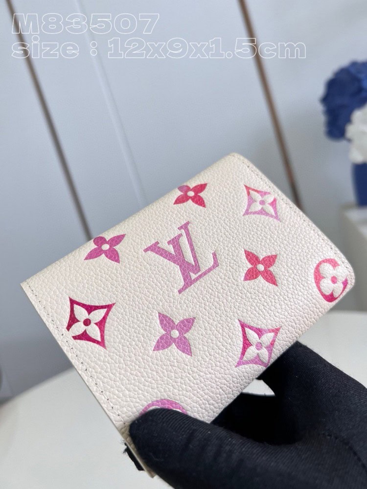【AT3949】Louis Vuitton ルイ・ヴィトン M83507 モノグラム マルチカラー 限定 三つ折り財布 🌸ピンクフラワーデザイン レディース エレガントなウォレット