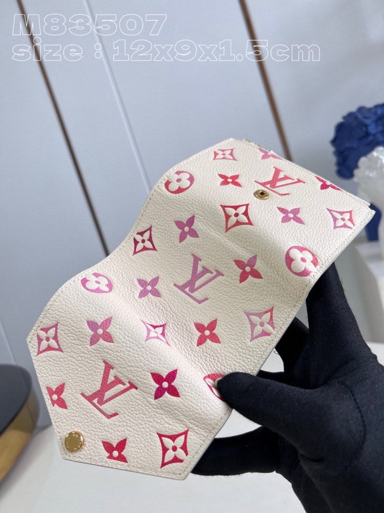 【AT3949】Louis Vuitton ルイ・ヴィトン M83507 モノグラム マルチカラー 限定 三つ折り財布 🌸ピンクフラワーデザイン レディース エレガントなウォレット