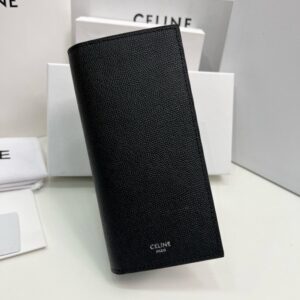 【AT3965】✨Celine Paris ハイエンドでシンプルなロングウォレット✨ ブラックグレインレザー｜クラシックでエレガント｜大容量デザイン