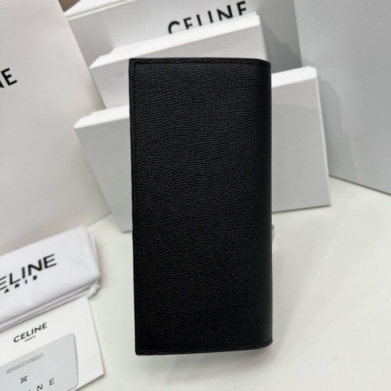 【AT3965】✨Celine Paris ハイエンドでシンプルなロングウォレット✨ ブラックグレインレザー｜クラシックでエレガント｜大容量デザイン