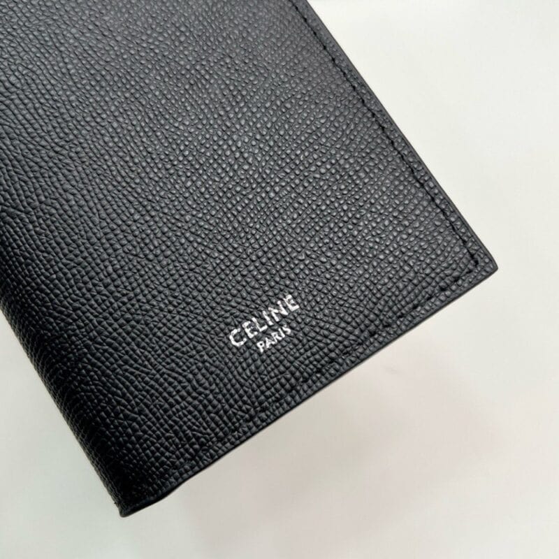 【AT3965】✨Celine Paris ハイエンドでシンプルなロングウォレット✨ ブラックグレインレザー｜クラシックでエレガント｜大容量デザイン