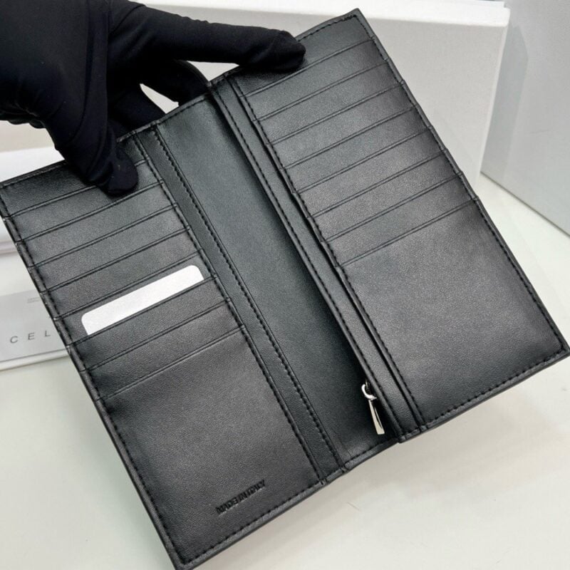 【AT3965】✨Celine Paris ハイエンドでシンプルなロングウォレット✨ ブラックグレインレザー｜クラシックでエレガント｜大容量デザイン