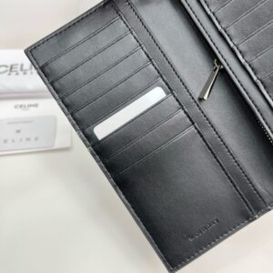 【AT3965】✨Celine Paris ハイエンドでシンプルなロングウォレット✨ ブラックグレインレザー｜クラシックでエレガント｜大容量デザイン