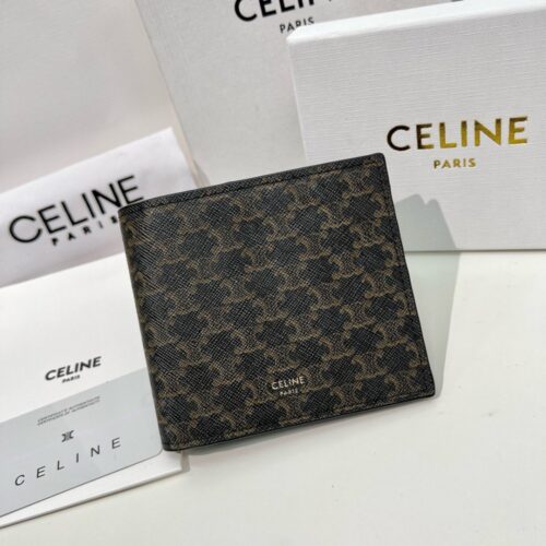 【AT3968】Celine セリーヌ パリ 幾何学模様のクラシックな二つ折り財布 | ブラック モノグラムのロングウォレット ✨ クラシックなフランスのエレガンス ✨