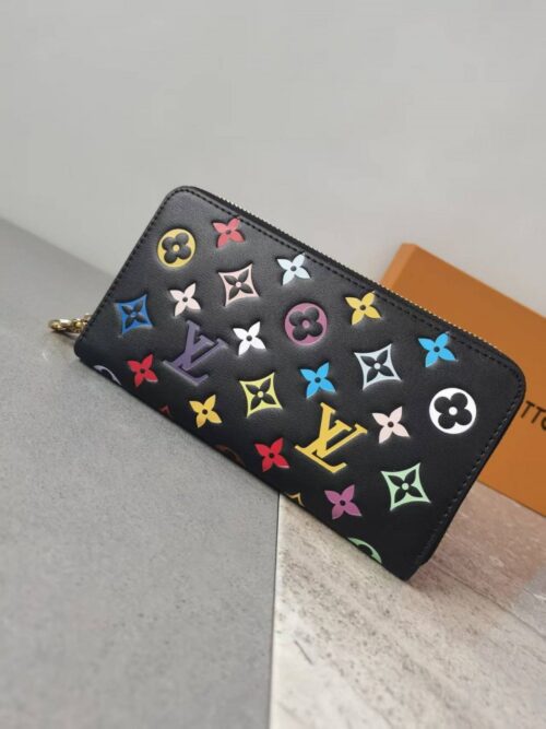 【AT3980】🌈 Louis Vuitton ルイ・ヴィトン カラフルモノグラム ジッパー付きロングウォレット✨ファッション限定版🌟