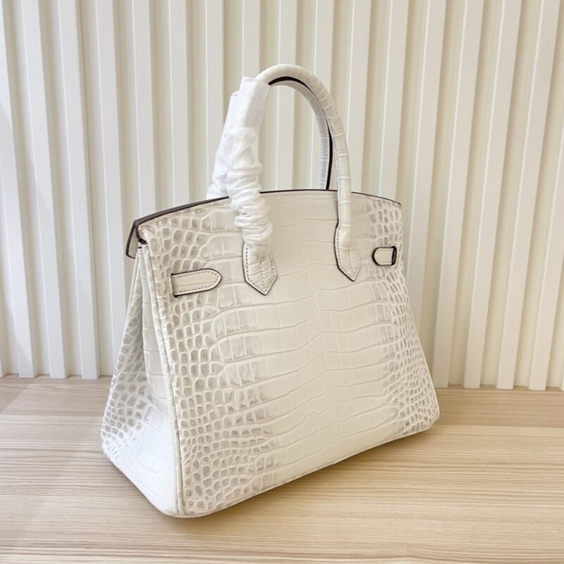 【AT4044】🌟 Hermès エルメス バーキンシリーズ ホワイトクロコダイルテクスチャー ハンドバッグ オートクチュール✨