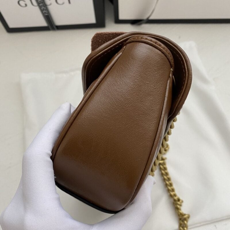 【AT4110】グッチ(Gucci)GG Marmontシリーズストライプステッチショルダーバッグ：エレガントな牛革小さなバッグ | Gucci