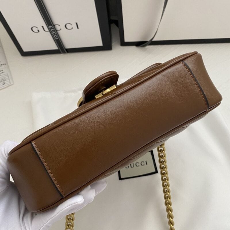 【AT4110】グッチ(Gucci)GG Marmontシリーズストライプステッチショルダーバッグ：エレガントな牛革小さなバッグ | Gucci