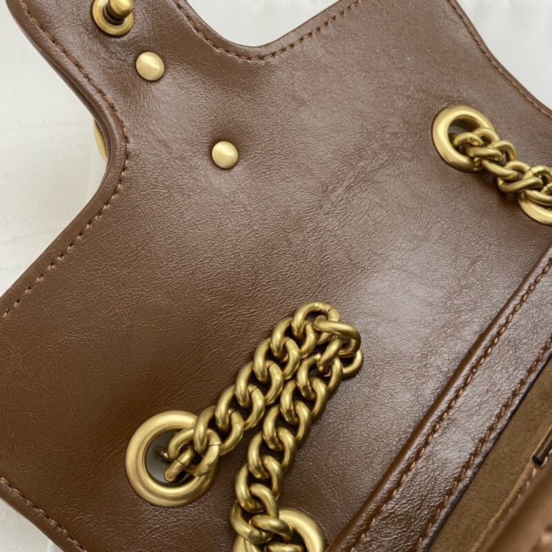 【AT4110】グッチ(Gucci)GG Marmontシリーズストライプステッチショルダーバッグ：エレガントな牛革小さなバッグ | Gucci