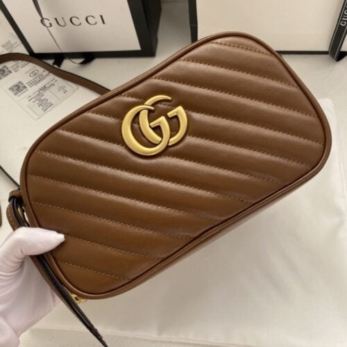 【AT4111】グッチGG Marmont斜め掛けバッグ - キャラメルカラーレザー製女性向けフェイクションバッグ | Gucci Firenze