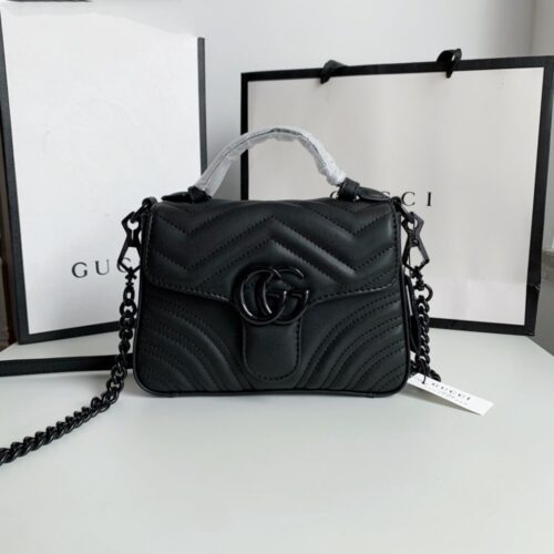 【AT4113】グッチ(Gucci) マルモント ミニハンドバッグ 黒羊皮 チェーンショルダーバッグ 21x15.5x8cm | Gucci Italy