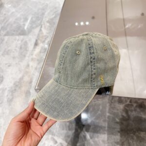 【AT4149】🧢✨ イヴ・サンローラン デニムベースボールキャップ｜ファッションとしてのヴィンテージ必須アイテム YSL