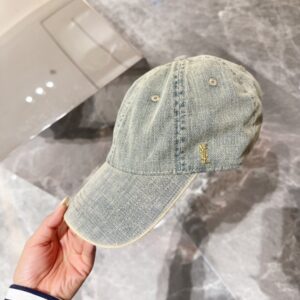 【AT4149】🧢✨ イヴ・サンローラン デニムベースボールキャップ｜ファッションとしてのヴィンテージ必須アイテム YSL