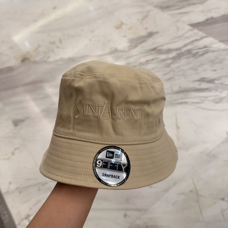 【AT4153】🧢サンローラン x ニューエラ コラボアイテム 無地バケットハット YSL