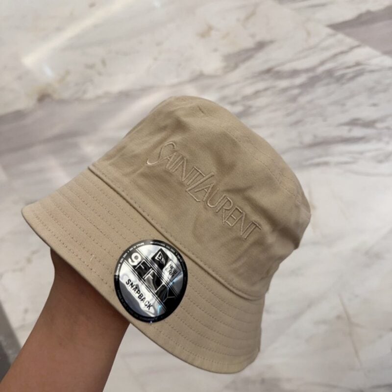 【AT4153】🧢サンローラン x ニューエラ コラボアイテム 無地バケットハット YSL