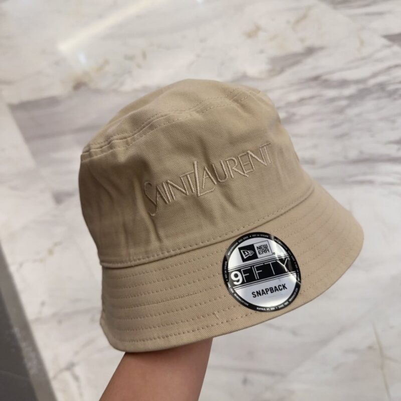【AT4153】🧢サンローラン x ニューエラ コラボアイテム 無地バケットハット YSL